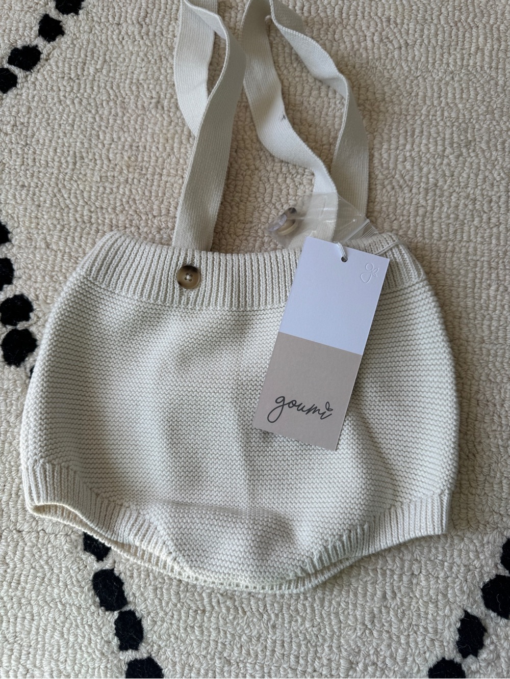 Goumi Kids Cream Knit Shorts with Button Accent
